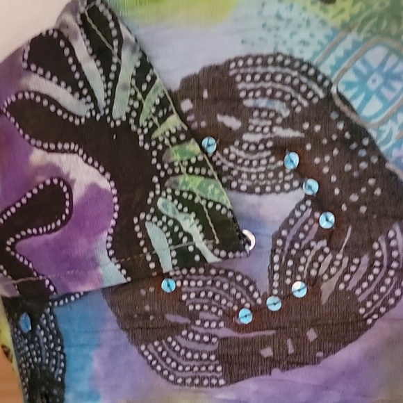 Units Tie Dyed Blouse Size Medium Purple, Blue and Green - Picture 3 of 9